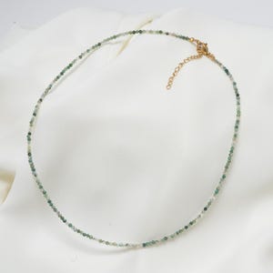 AA+ Grade Green Emerald 2mm Gemstone Beaded Choker Necklace – Minimalist & Dainty Handmade Jewelry for Women