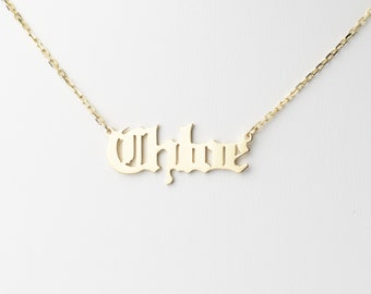 Old English Name Necklace: Personalized Sterling Silver, Gold Vermeil