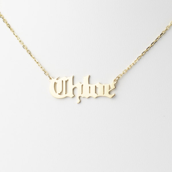 Old English Name Necklace - Name Necklace - Gold Name Necklace - Personalized Necklace - Custom Name Necklace - Gothic Name Necklace - USA