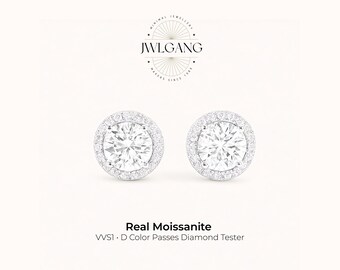 Handmade Moissanite Stud Earrings – White Gold Filled Sterling Silver