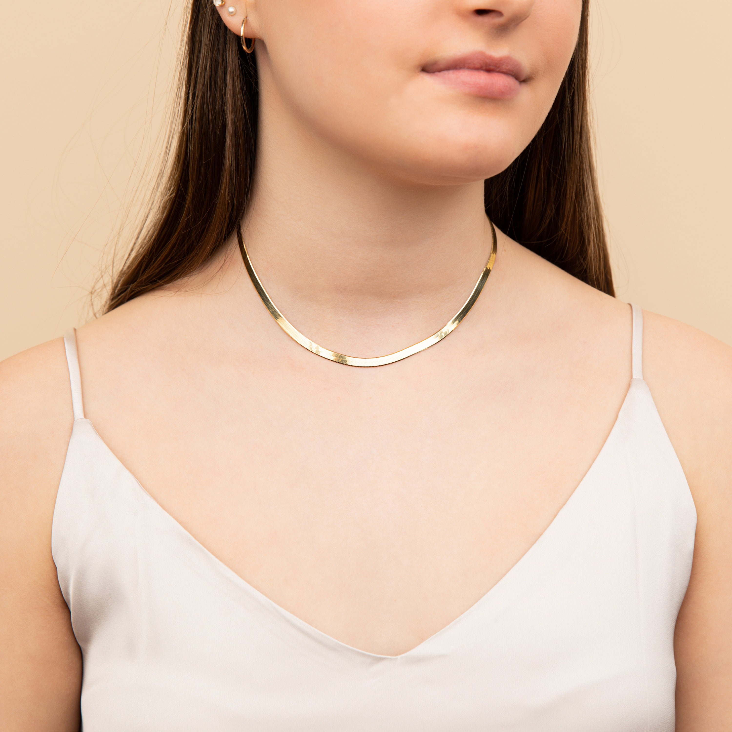 Herringbone Chain Necklace Herringbone Choker Necklace 18K Etsy
