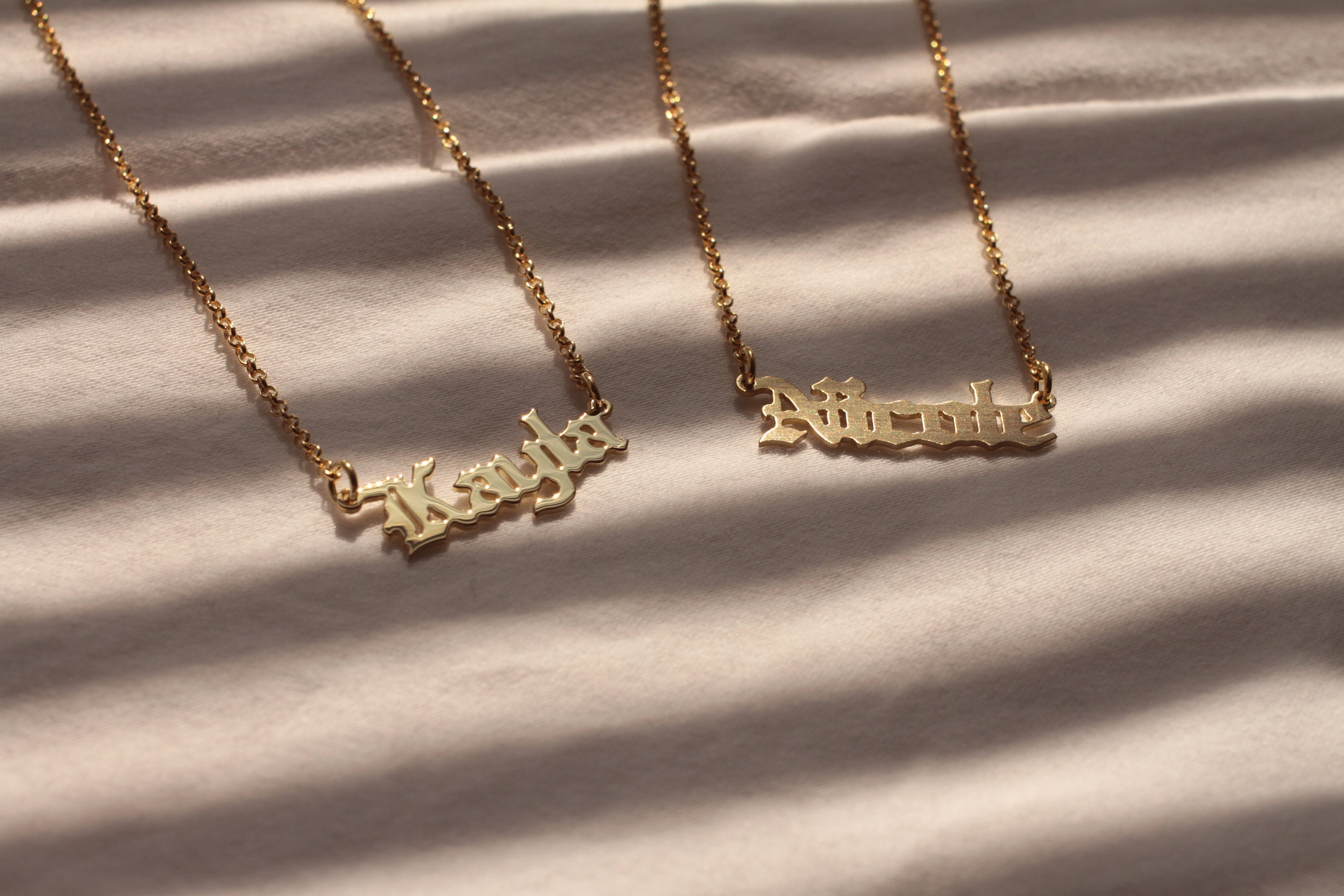 Old English Name Necklace Name Necklace Gold Name Necklace - Etsy UK
