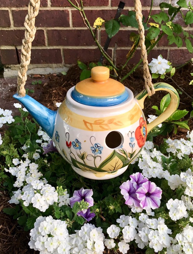 Teapot Birdhouse Pier 1 Imports Provance Collection Glass Etsy