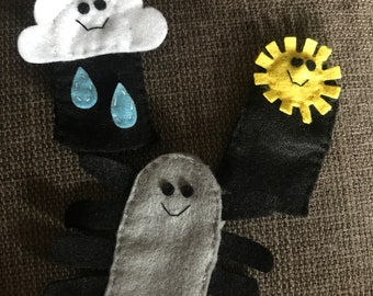 Incy wincy spider finger puppets, nursery rhymes, teaching resource