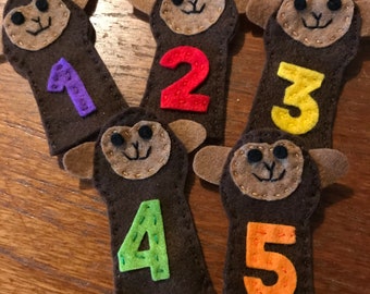 Five little monkeys finger puppets, nursery rhymes finger puppets, teaching resource