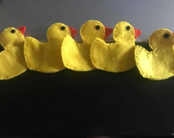 Five little ducks finger puppets, felt finger puppets, teaching resource