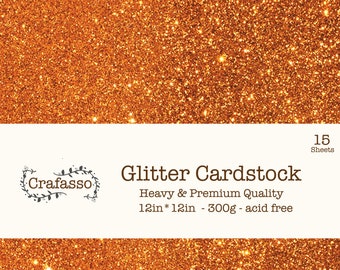Orange Glitter cardstock, orange color glitter cardstock, heavy glitter cardstock, 12x12, Crafasso, craft supplies,