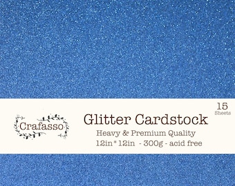 Marine Glitter cardstock,  deep blue glitter cardstock, heavy glitter cardstock, 12x12, 15 sheets, Crafasso, craft supplies,