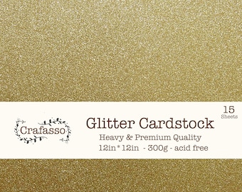 Gold Glitter cardstock,  yellow glitter cardstock, heavy glitter cardstock, 12x12, Crafasso, craft supplies,