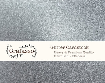 Silver Glitter cardstock,  color glitter cardstock, heavy glitter cardstock, 12x12, Crafasso, craft supplies,