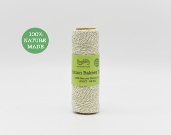 Crafasso cotton bakers Twine Bead cord spool 205ft gold and white