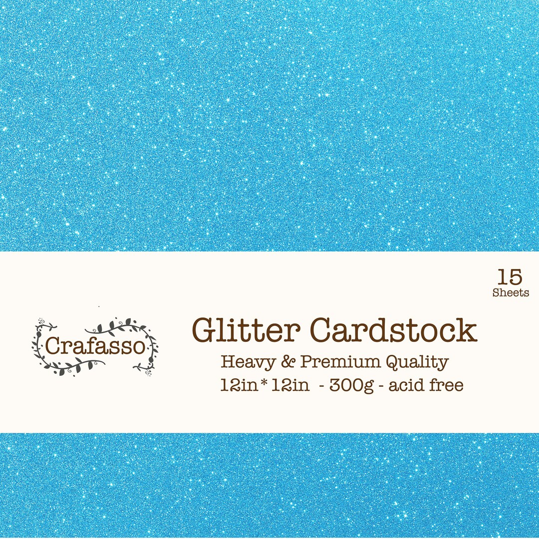 Light Blue Glitter Cardstock, Light Blue Glitter Cardstock, Heavy