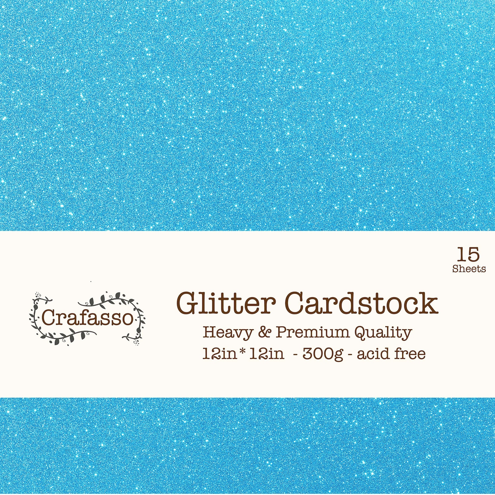 Light Blue Glitter Cardstock, Light Blue Glitter Cardstock, Heavy