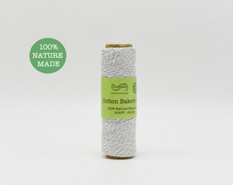 Crafasso cotton bakers Twine Bead cord spool 205ft silver and white