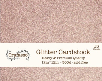Rose gold Glitter cardstock,  color glitter cardstock, heavy glitter cardstock, 12x12, Crafasso, craft supplies,