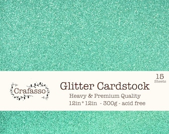 Aqua Glitter cardstock,  Green water glitter cardstock, heavy glitter cardstock, 12x12, Crafasso, craft supplies,