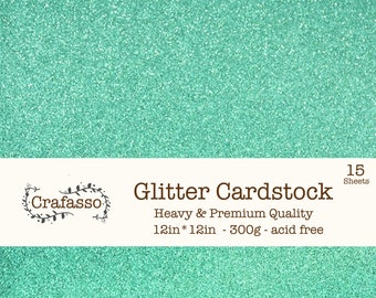 Aqua Glitter cardstock,  Green water glitter cardstock, heavy glitter cardstock, 12x12, Crafasso, craft supplies,