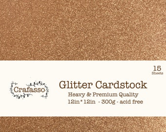 Copper Glitter cardstock,  color glitter cardstock, heavy glitter cardstock, 12x12, Crafasso, craft supplies,