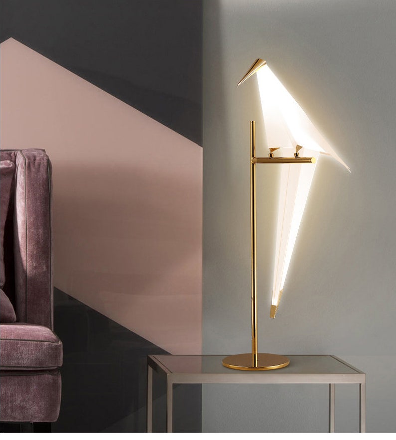 Lamppodesign Bird Desk Lamp Gold Metal Table Light Bedside | Etsy