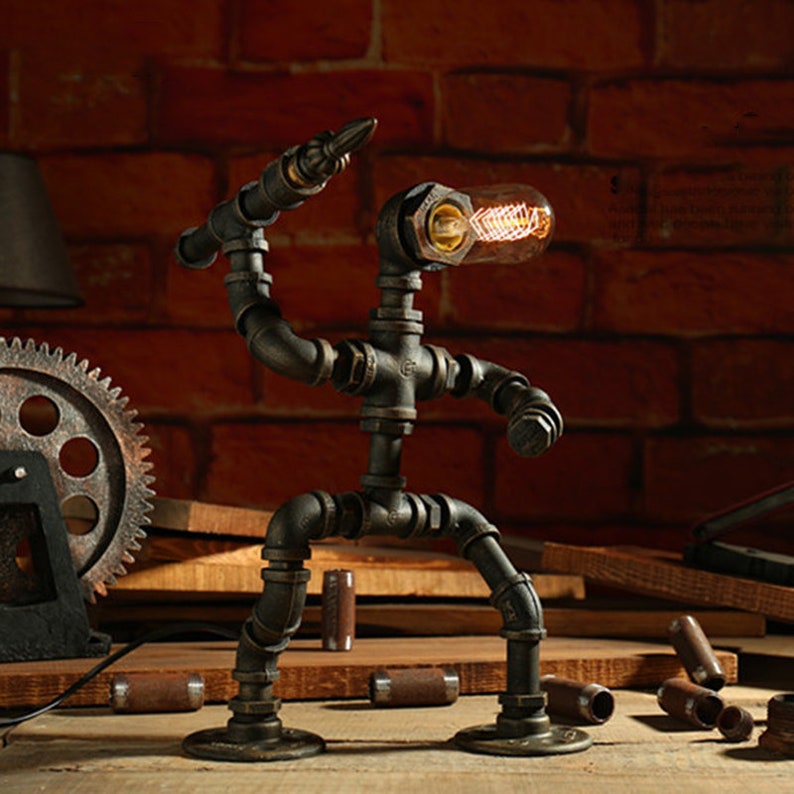 Creative Metal Craft Table Light LamppoDesign Sports Robot Desk Lamp Retro Home Decoration Lighting Gift for Man