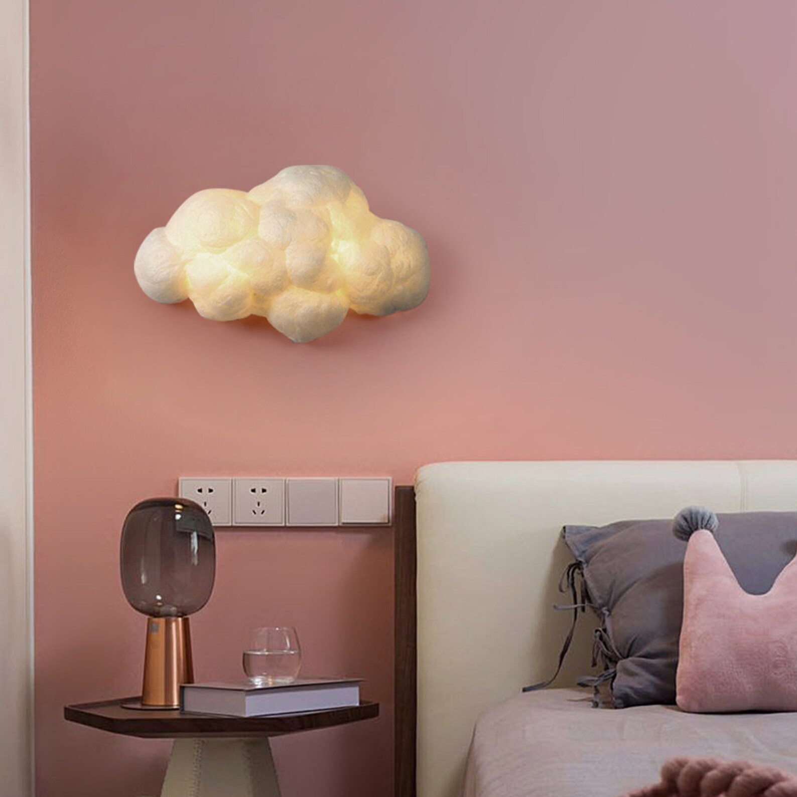 Lamppodesign Cloud Nursery Wall Light Fixturekids Cotton Etsy