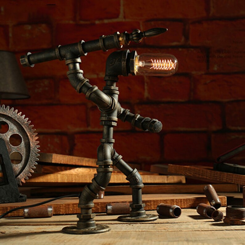 Creative Metal Craft Table Light LamppoDesign Sports Robot Desk Lamp Retro Home Decoration Lighting Gift for Man