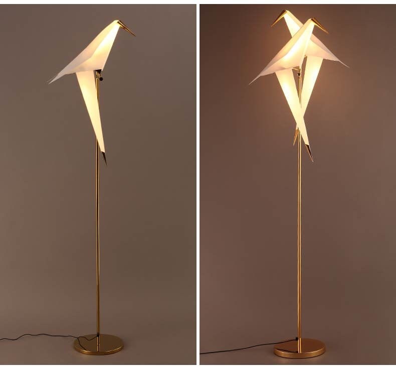 LamppoDesign Bird Floor Lamp Golden Art Light Metal Home Etsy