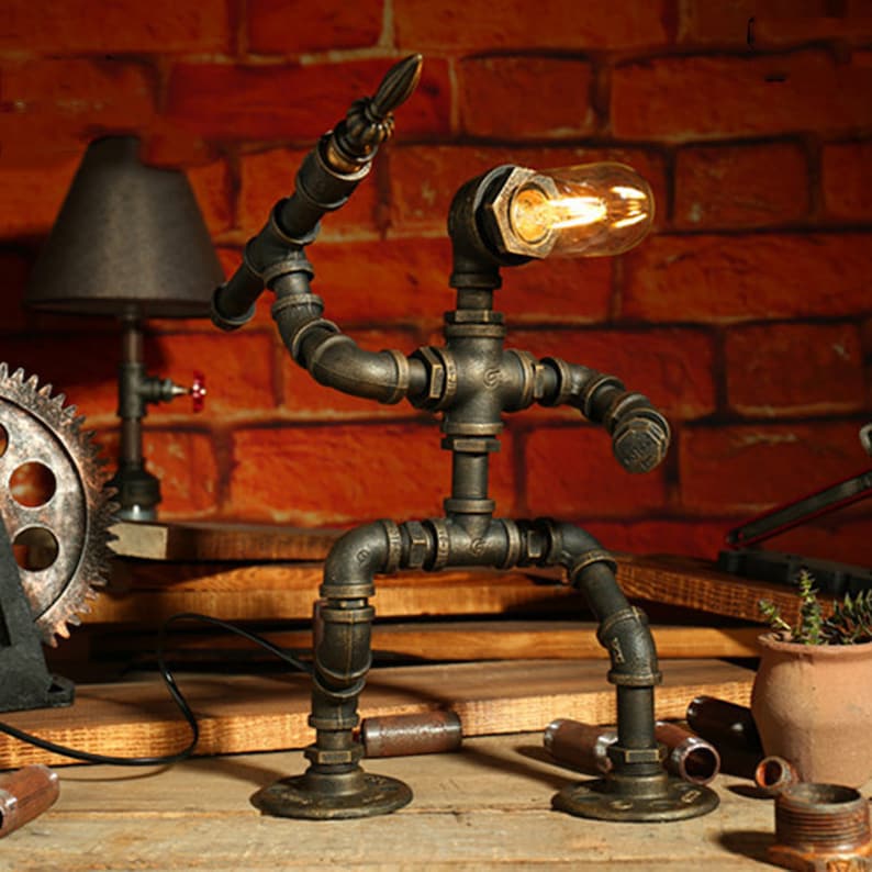 Creative Metal Craft Table Light LamppoDesign Sports Robot Desk Lamp Retro Home Decoration Lighting Gift for Man