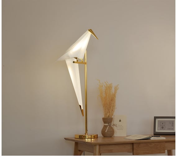 Lamppodesign Bird Desk Lamp Gold Metal Table Light Bedside Etsy