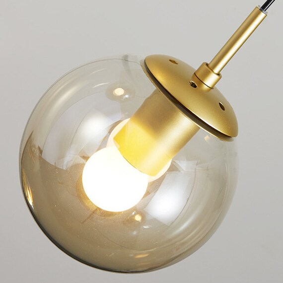 Glass Pendant Lightball Brass 