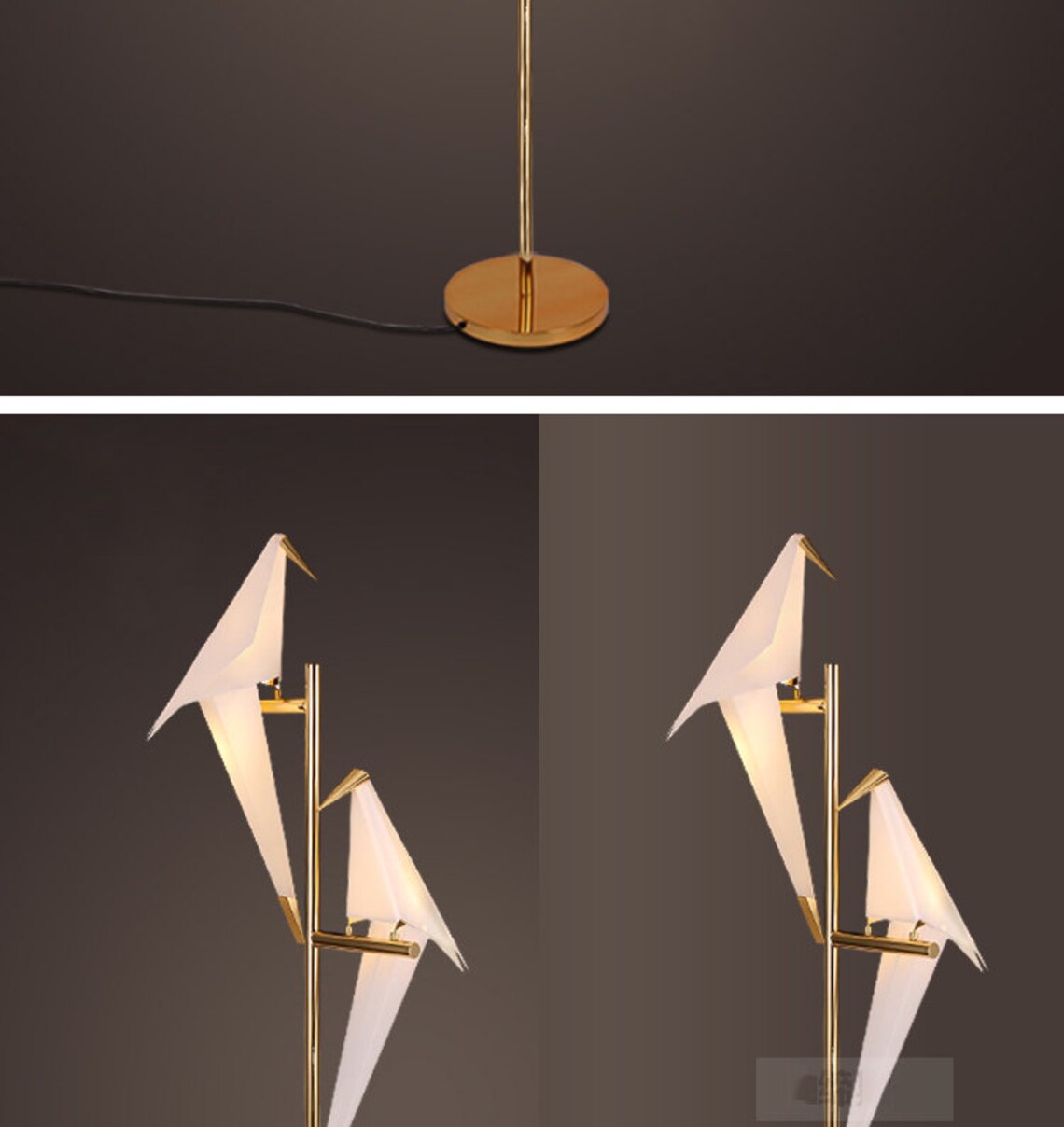 LamppoDesign Bird Floor Lamp Golden Art Light Metal Home Etsy