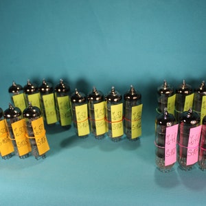 Rare Matched Quad 4 x 6P14P / EL84 / 6BQ5 Vacuum Pentode Tubes.Early 1966-1968 production.AMP Tubes.Reflector.Hi-Fi.