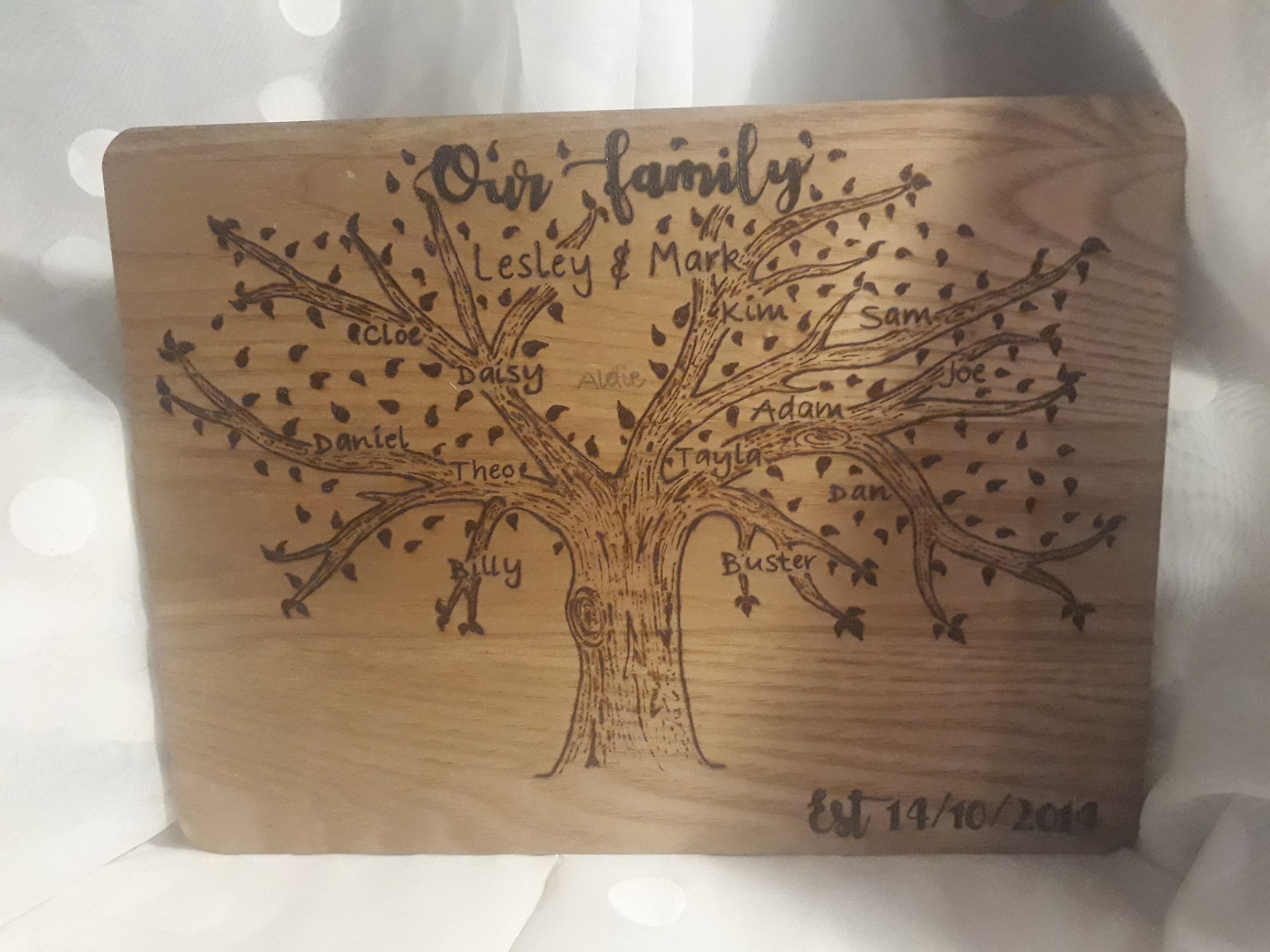 Personalised family tree wood burning using pyrography your Etsy Personalised family tree wood burning using pyrography your Etsy