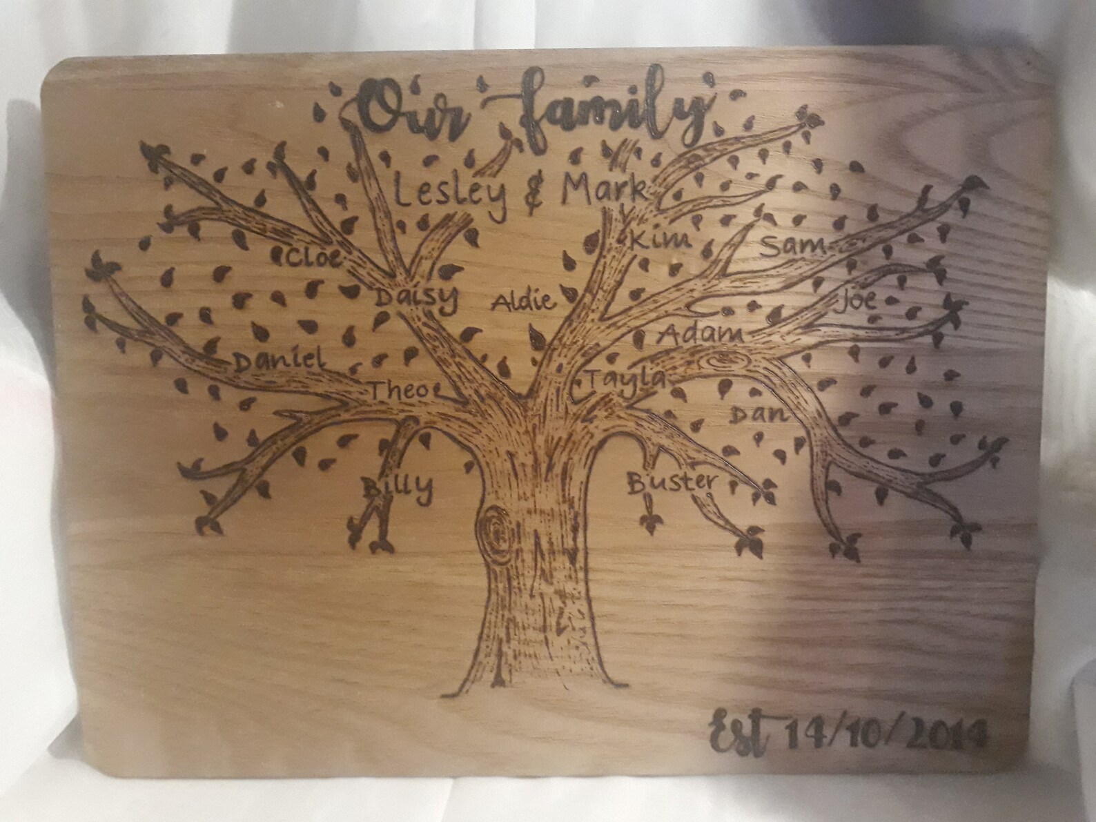 Personalised family tree wood burning using pyrography your Etsy