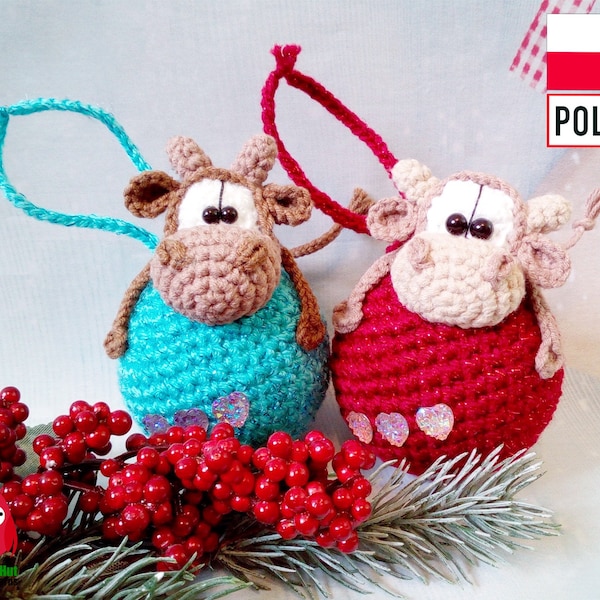 280PLA Wzór na szydełko - Byk na bombce - Amigurumi plik PDF Knittoy Etsy