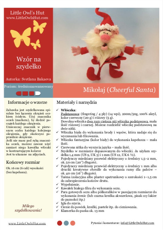 057plm Wzór Na Szydełko Mikołaj Cheerful Santa Amigurumi Plik Pdf Borisenko Etsy