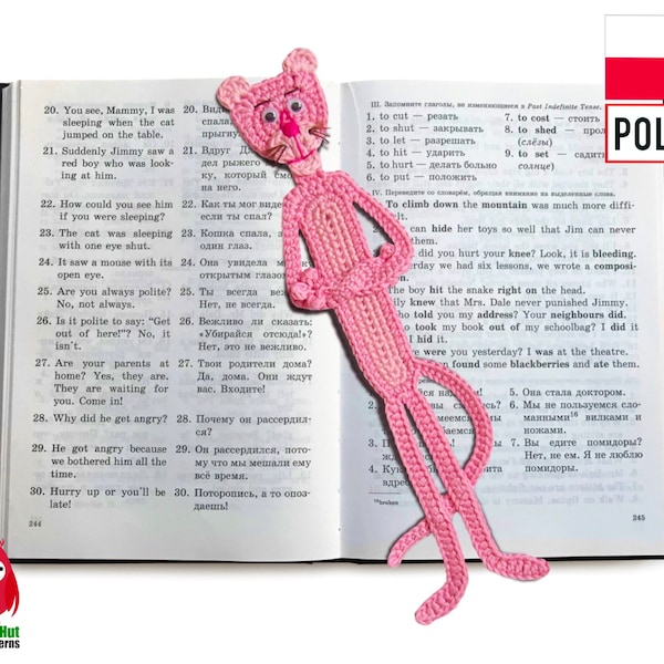 179PLA Wzór na szydełko - Zakładka do książki Różowa Pantera - Amigurumi plik PDF Knittoy Etsy