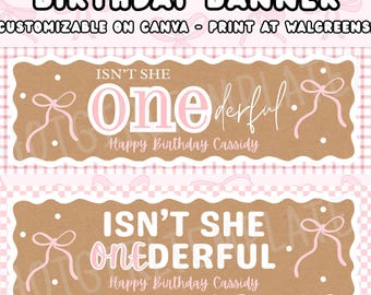 ONEderful verjaardagsbanner 1e verjaardag afdrukbaar bewerkbaar feestbord evenementdecor - afdrukken bij Walgreens!