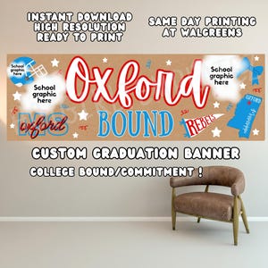 Banner personalizado de compromiso de graduación con destino a la universidad: descarga instantánea: ¡imprima en Walgreens!