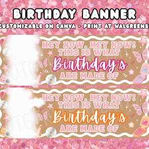 2000s Y2K Birthday Girl Banner Party Decor Printable Editable Retro Throwback Party - Print at Walgreens!