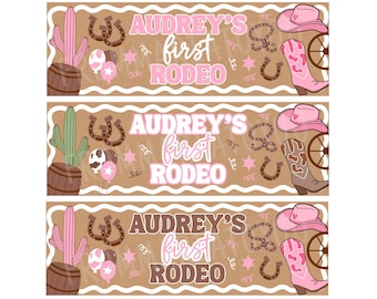Eerste rodeo verjaardag banner wilde een meisje 1e verjaardag cowgirl afdrukbare bewerkbare feestbord evenement decor - afdrukken bij Walgreens!