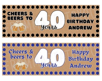 Cheers & Beers verjaardagsbanner, printbaar, aanpasbaar en bewerkbaar feestbord, verjaardagsdecoratie voor volwassenen - printen bij Walgreens!