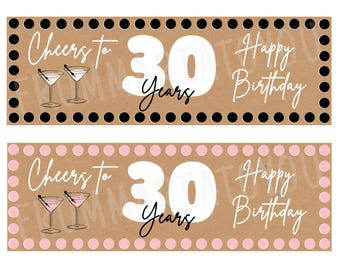 Cheers To Birthday Banner Printable Custom Editable Party Sign Girl Woman Adult Birthday Decoration - Print at Walgreens!