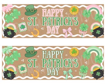 Pancarta personalizable, editable e imprimible para el Día de San Patricio. Letrero rosa, verde y colorido para decoración de eventos. ¡Imprime en Walgreens!