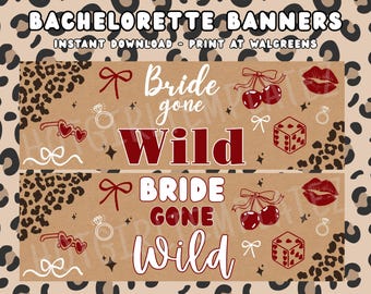 Bride Gone Wild Bachelorette Wild Jungle Thema Cheetah Leopard Print Banner - Instant Download - Print bij Walgreens!