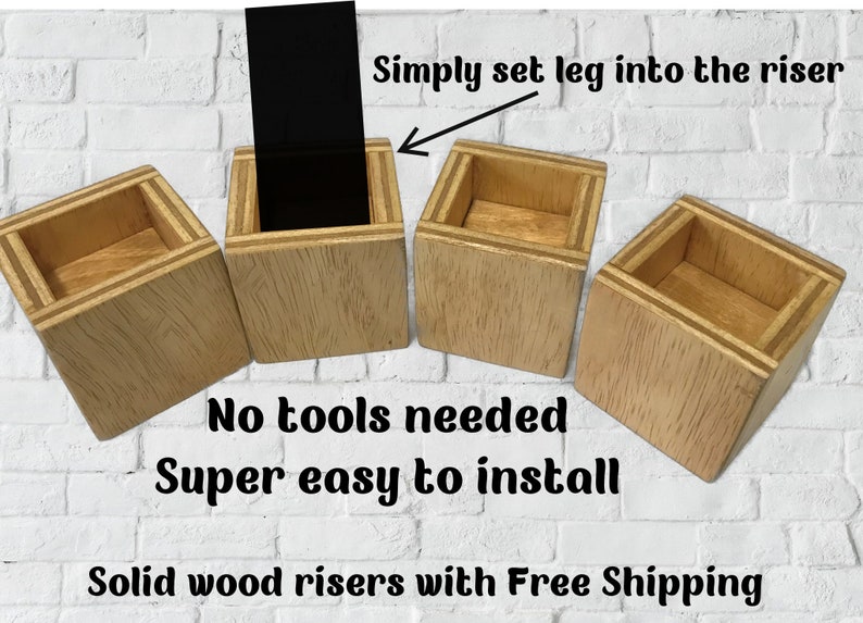 Furniture riser, solid wood risers for couch, sofa, bed, tables, 2x2 size furniture risers wood risers sold individually, not as a set image 3