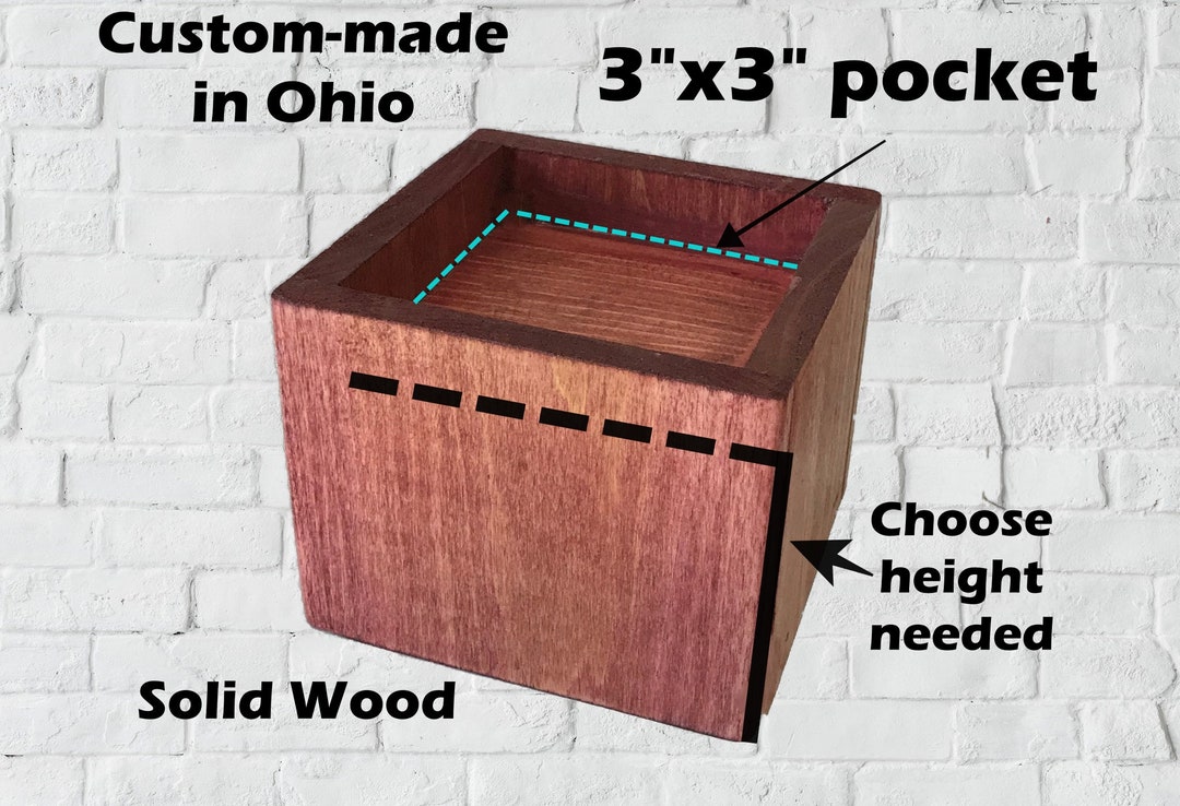 3x3 Furniture Risers With Pocket, Handmade Furniture Riser, Bed Riser