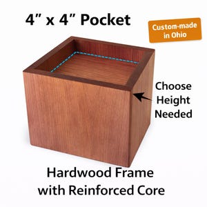 4" Wood Furniture Riser with 4x4 Pocket | Bed and Stationary Furniture Lift | Made in USA | Sold Individually