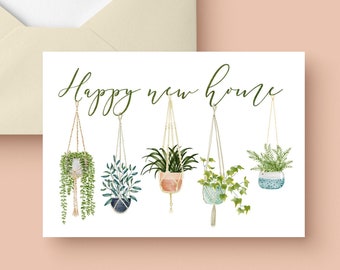 Happy New Home Card | Moving House Card | Housewarming Card | New House Card | New Home Card | Greetings Cards | Hanging Plants