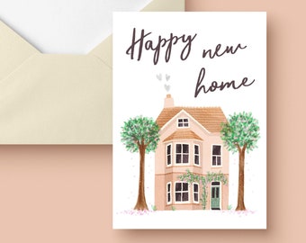 Happy New Home Card | Umzug Haus Karte | Housewarming Card | New House Card | Neue Home Card | Personalisierte Grußkarten | Stadthaus